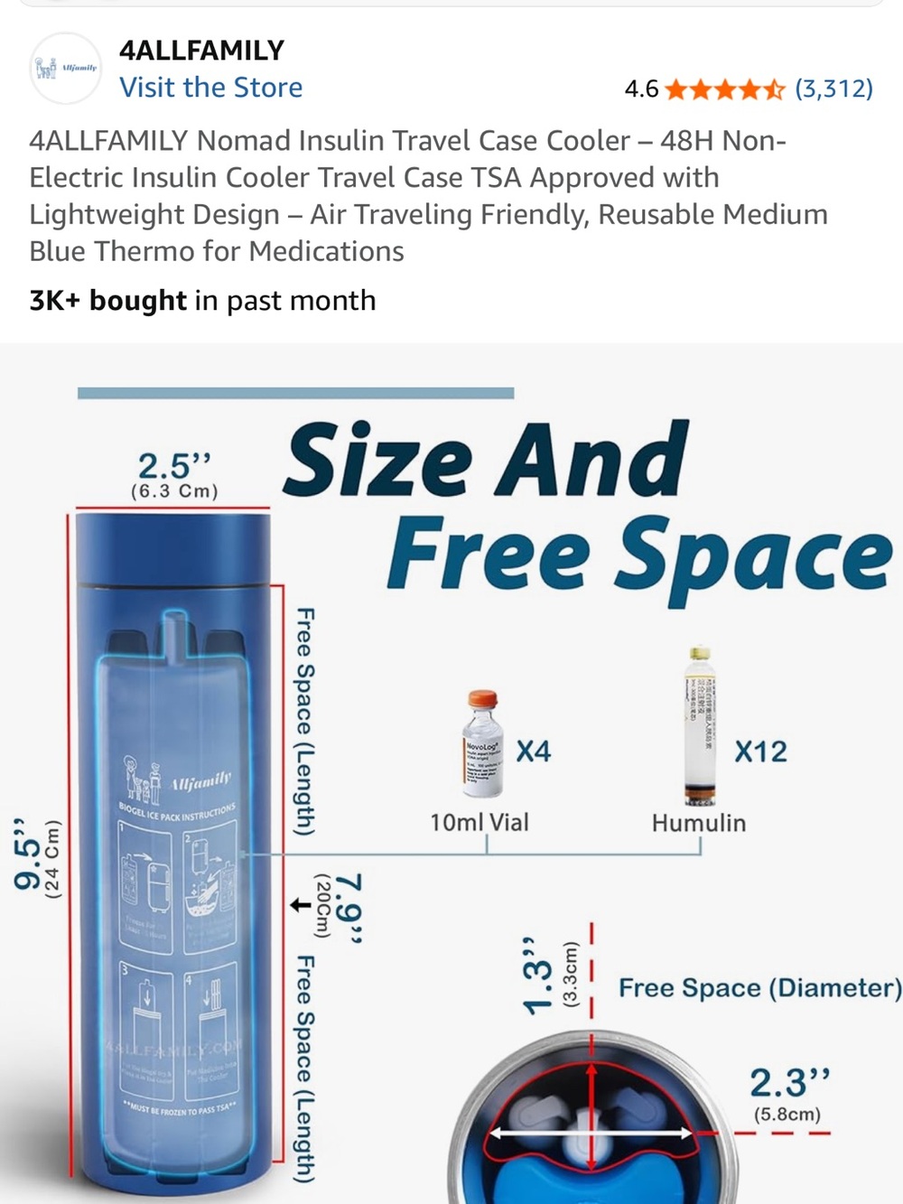 4ALLFAMILY Medicine Travel Cooler Bottle. Stainless steel. Pocket size. - Picture 4 of 7